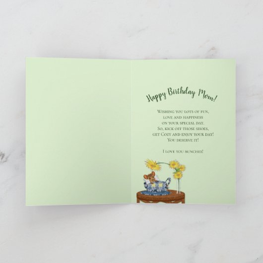 誕生日 – お母さん – お茶の湯にネズミ カード (内部)