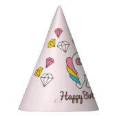 誕生日.かわいいダイヤモンドを使ったかわいい一角獣に名前を付ける パーティーハット (左)