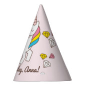 誕生日.かわいいダイヤモンドを使ったかわいい一角獣に名前を付ける パーティーハット (右)