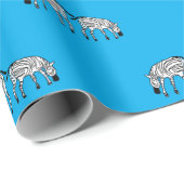 誕生日、かわいい幸せなケニアゼブラスブルー ラッピングペーパー (ロールコーナー)