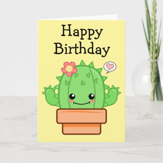 誕生日 かわいい サボテン カード (正面)