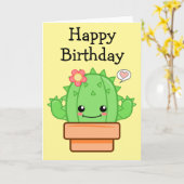 誕生日 かわいい サボテン カード (黄色い花)