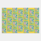 誕生日、かわいらしフローラ・ドパーソナライズされたードル ラッピングペーパーシート (正面3)