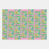 誕生日、かわいらしフローラ・ドパーソナライズされたードル ラッピングペーパーシート (正面2)