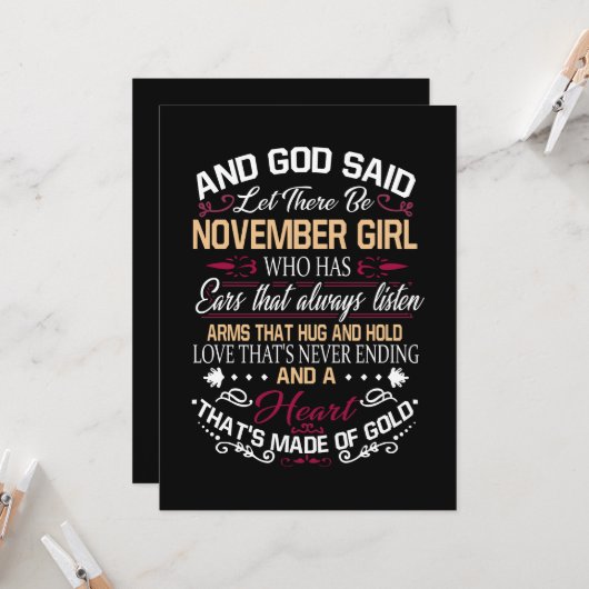 誕生日 | そして神は十一月の女の子を創造した カード (正面/裏面インサイチュ)