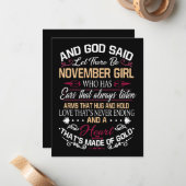 誕生日 | そして神は十一月の女の子を創造した ノートカード (正面/裏面インサイチュ)