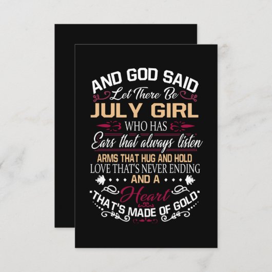 誕生日 | そして神は7月の女の子がいますようにと言った サンキューカード (正面/裏面)