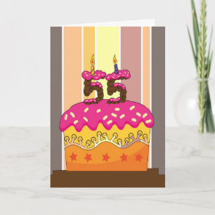 誕生日 – ろうそく付きケーキ55 - 55th birthday gr カード