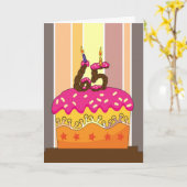 誕生日 – ろうそく付きケーキ65 - 65th birthday gr カード (黄色い花)