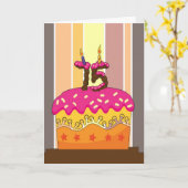 誕生日 – ろうそく付きケーキ75 - 75th birthday gr カード (黄色い花)