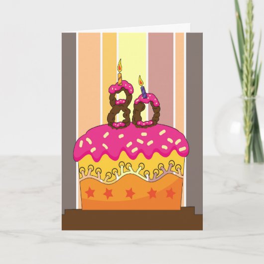 誕生日 – ろうそく付きケーキ80 - 80th birthday gr カード (正面)
