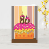 誕生日 – ろうそく付きケーキ80 - 80th birthday gr カード (黄色い花)