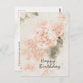 誕生日「わたしはあなたを愛している」聖書の一節 ピンクのバラ ポストカード (正面/裏面)