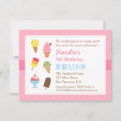 誕生日、アカラフルイスクリームパーティの招待状 招待状 (正面)
