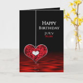 誕生日 – アザ – 7月 – ルビー カード (黄色い花)