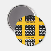 誕生日、アフリカアートエスニックパターンオレンジスクエア マグネット (正面/裏面)