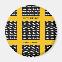 誕生日、アフリカアートエスニックパターンオレンジスクエア マグネット