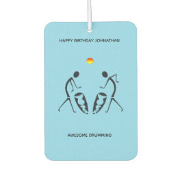 誕生日、アフリカアートシルエットドラミングブルー カーエアーフレッシュナー