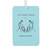 誕生日、アフリカアートシルエットドラミングブルー カーエアーフレッシュナー (裏面)