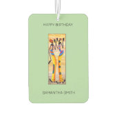 誕生日、アフリカアート水彩画素晴らし舞 カーエアーフレッシュナー (裏面)