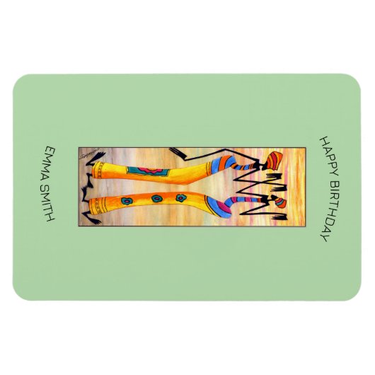 誕生日、アフリカアート水彩画素晴らし舞 マグネット (横)