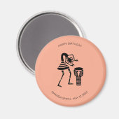 誕生日・アフリカンアートかわいいシルエット・ミュージックガール マグネット (正面/裏面)