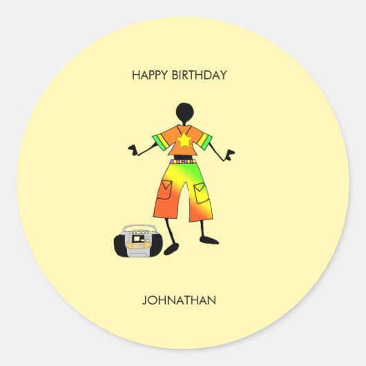 誕生日、アフリカ美術素晴らしお祝い ラウンドシール (正面)