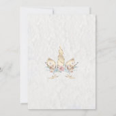 誕生日 |ウィンターウッドランドフローラ金ゴールドユニコーン 招待状 (裏面)