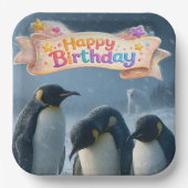 誕生日 エンペラーペンギン ナイン スクエア 紙皿 (正面)