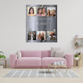 誕生日 カスタム フォト コラージュ シルバー 親友 タペストリー