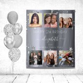 誕生日 カスタム フォト コラージュ シルバー 親友 タペストリー