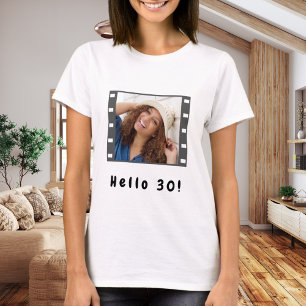 誕生日 カスタム 写真 フィルム ハロー 女性 Tシャツ