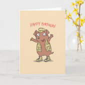 誕生日：カモフラージベスト付き犬(誕生日1000) カード (黄色い花)
