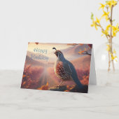 誕生日、カリフォルニアウズラ、鳥、自然 空白の カード (黄色い花)
