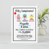 誕生日/カンプレスペインのーニカラフルュース 招待状 (スタンド正面)