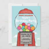 誕生日·ガムボカラフルール·テーマ·パーティ·ガムボール·パーティ 招待状 (正面)