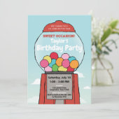 誕生日·ガムボカラフルール·テーマ·パーティ·ガムボール·パーティ 招待状 (スタンド正面)