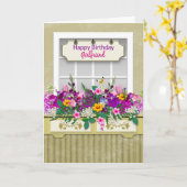 誕生日,ガールフレンド,花をウィンドウボックスカード カード (黄色い花)