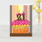 誕生日 – キャンドル付きケーキ21 - 21歳の誕生日gre カード (黄色い花)