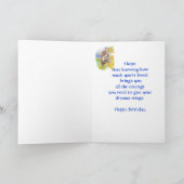 誕生日、キュートなバーレッド・フクロウと励ましの詩 カード (内部)