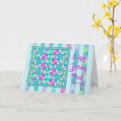 誕生日-キルト-友人-柔らかい色 カード (黄色い花)