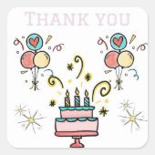誕生日・ギフト・シールありがとう スクエアシール (正面)