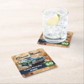 誕生日、クラシックマッスルカー スクエアペーパーコースター (インサイチュ)