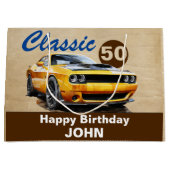 誕生日、クラシックマッスルカー ラージペーパーバッグ (正面)