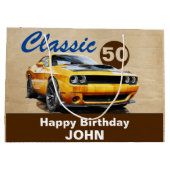 誕生日、クラシックマッスルカー ラージペーパーバッグ (裏面)
