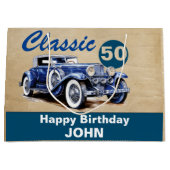 誕生日、クラシックヴィンテージブルーカー ラージペーパーバッグ (正面)