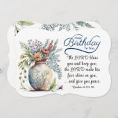 誕生日 クリスチャン 聖書の詩句 花柄 フラットカード (正面/裏面)