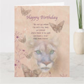 誕生日、クーガー、蝶 カード (正面)