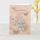 誕生日、クーガー、蝶 カード (黄色い花)