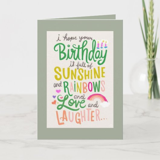 誕生日、グリーティングカード、縦書き カード (正面)